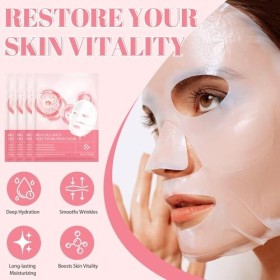 Masque Collagene Visage, Bio Mask Collagen, Night Mask, Skincare Masque Nuit, Masque Hydratant Profondeur 4 Pièces 