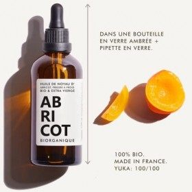 Huile de Noyau dAbricot 100% Bio, Pure, Naturelle et Pressée à froid - 100 ml - Soin pour Cheveux, Corps, Peau