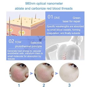 LHQYA Instrument Enlever Traces Sang Rouge, Dispositif Délimination Veines Daraignée Haute Fréquence 980 Nm avec Écran Tact