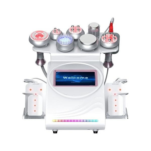 LHQYA Machine Cavitation, Rajeunissement Peau Machine Délimination Cellulite 80K Écran Tactile Couleur 7 Pouces Et 9 Têtes B