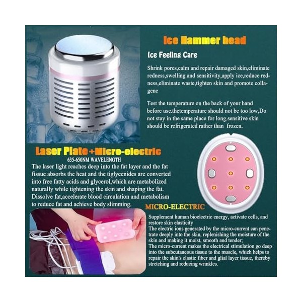 LHQYA Machine Cavitation, Rajeunissement Peau Machine Délimination Cellulite 80K Écran Tactile Couleur 7 Pouces Et 9 Têtes B