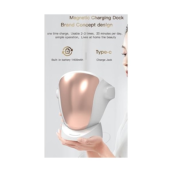 Masque de beauté à domicile, Instrument de rajeunissement photonique, spectromètre, masque visuel Rechargeable, Instrument de