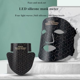 Masque de rajeunissement photonique, lumière rouge bleu jaune, Lifting du visage et beauté du cou, masque en Gel de silice, s