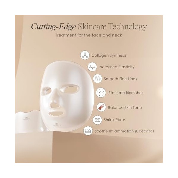 Masque de Luminothérapie 7 couleurs par Project E Beauty | Soins du Visage | Eclaircit et Raffermit la Peau | Calme lInflamm