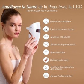 Lumamask LED Light Therapy par Project E Beauty | 7 couleurs LED | Soins anti-âge et anti-imperfections | Réduit les rides et