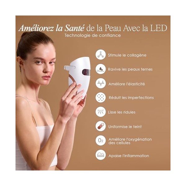 Lumamask LED Light Therapy par Project E Beauty | 7 couleurs LED | Soins anti-âge et anti-imperfections | Réduit les rides et