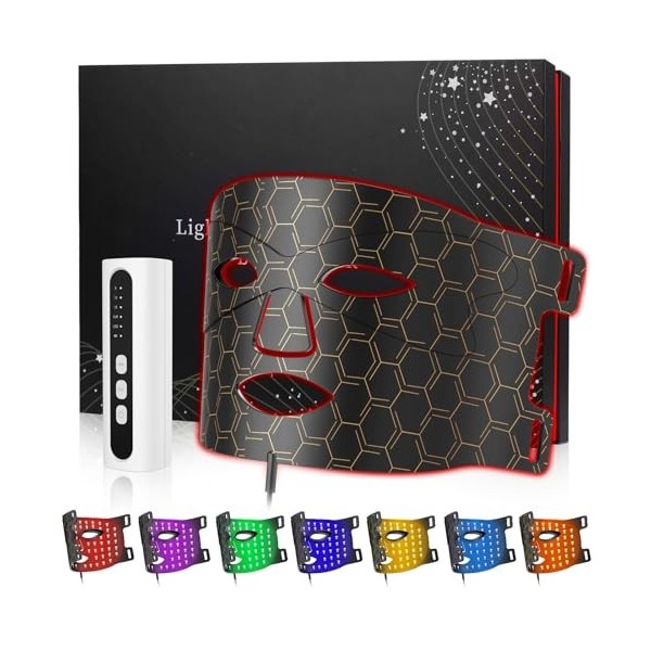 KIMTAR Masque Visage LED, Masque LED Visage Luminothérapie 7 Couleurs Luminothérapie Visage Réduction des Rides et le Rajeuni