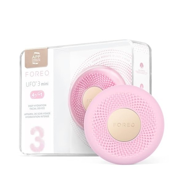 FOREO UFO 3 mini masque hydratant visage 4 en 1 - Anti-âge - Luminothérapie LED à spectre complet et lumière rouge - Thermoth