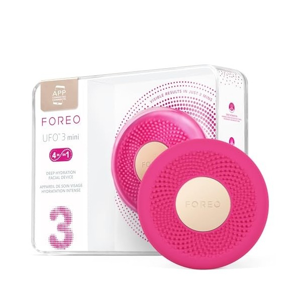 FOREO UFO 3 mini masque hydratant visage 4 en 1 - Anti-âge - Luminothérapie LED à spectre complet et lumière rouge - Thermoth