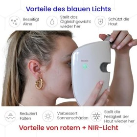 TensCare Masque LED visage - Lumière rouge, bleue et NIR pour anti-âge, réduction des rides et traitement de lacné. Sans fil