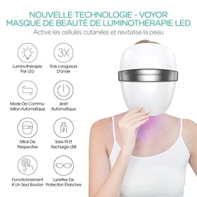 VOYOR masque LED visage masque luminothérapie visage traitement professionnel de lacné/lisser les rides/photorajeunissement 