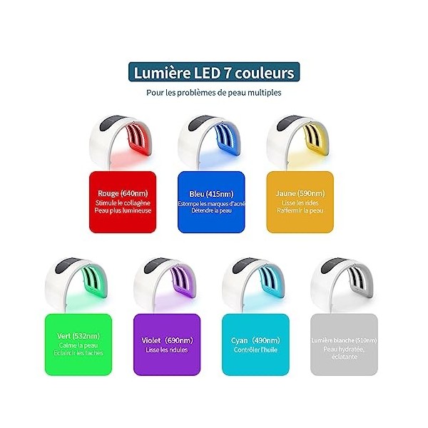 Masque Led Visage Luminothérapie,7 Couleurs Masque Luminothérapie Visage,PDT Machine,Masque De Beauté Pour Anti-Âge, Rajeunis