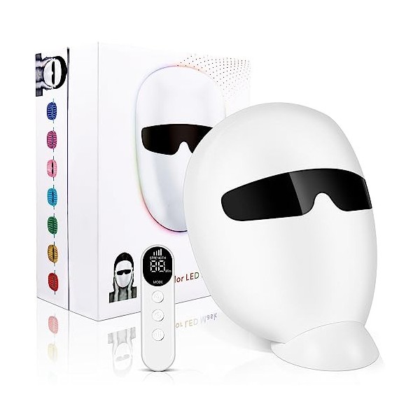 MDIBZCA Masque Led Visage Luminothérapie 7 Couleurs Appareil Anti Rides Visage, Masque De Beauté Pour Anti-Âge, Rajeunissemen