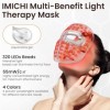 IMICHI Masques faciaux LED en silicone pour la luminothérapie - 320 LED - 4 couleurs - Masque de luminothérapie pour anti-âge