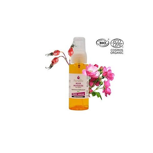 Florabiol - Huile Végétale de Rose Musquée Bio - 50 ml - Puissant Cicatrisant - Anti-Âge Raffermissant et Régénérant - Absorb