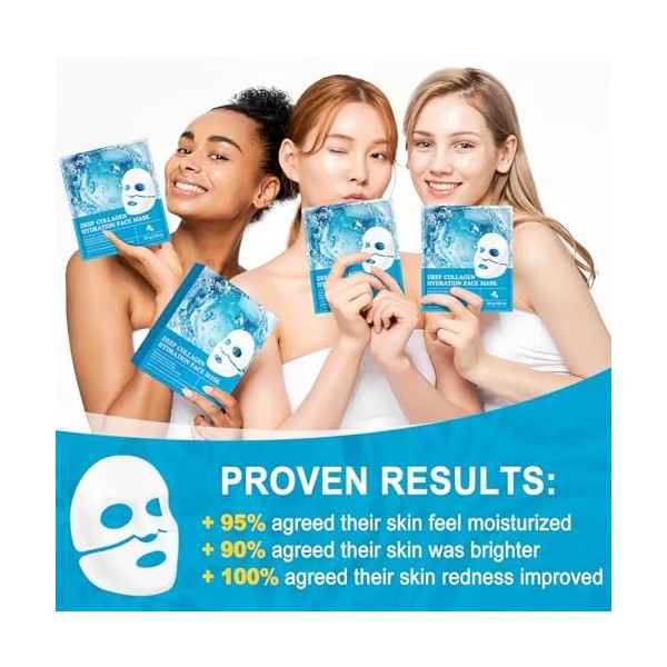 Masque Collagene Visage Korean, Bio Collagen Real Deep Mask, Masque Hydratant Visage, Masque Visage Coreen, Collagen Mask pou