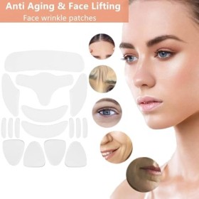 16 Pièces Patchs soin du visage Anti-Rides, Patchs Réutilisables Anti Rides, Design Doux et Respectueux de la Peau et Lavable