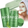 2 Pièces Green Mask Stick, Solide masque Masque Stick au thé vert, Nettoie en Profondeur les Pores Purifiant, idratante Nouri