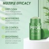 2 Pièces Green Mask Stick, Solide masque Masque Stick au thé vert, Nettoie en Profondeur les Pores Purifiant, idratante Nouri