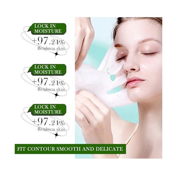 12 Masques en Feuille, Soin Coréen pour le Visage avec Ingrédients Naturels, Masque de Beauté Daily Care, Hydratation et Nour