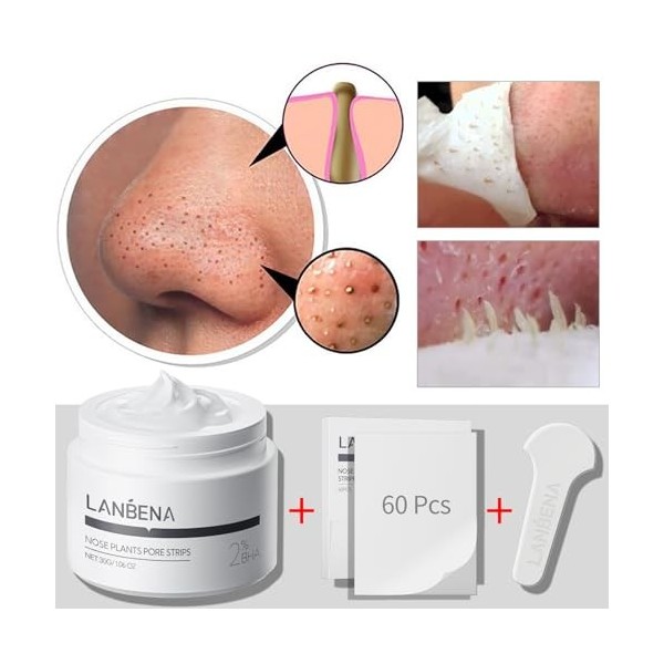 LANBENA Point Noir, Pore Strips, Deep Cleansing for Face, Nose, Black Head Remover, 10-15min Leaving Your Skin Fresh and Clea