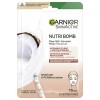 GARNIER Skin Active - Masque Visage Tissu Nutri Bomb - Nutrition Intense & Revitalisant - Lait de Coco & Acide Hyaluronique -