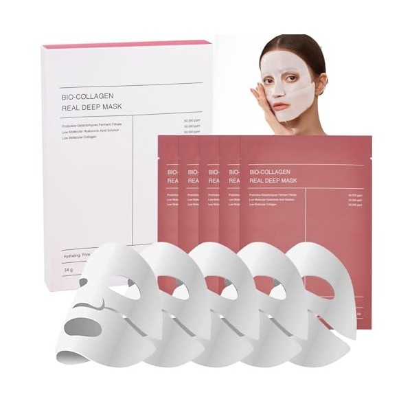 5pcs Bio-Collagen Korean Night Mask, Masque au Collagene Visage Korean, Skincare Coreen, Masque Collagene, Bio-Collagen Real