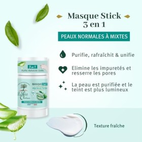 LE PETIT OLIVIER - Masque Visage 3 en 1 - Aloe Vera & Thé Vert - Purifie, Rafraîchit & Unifie - Peaux Normales À Mixtes - 99%