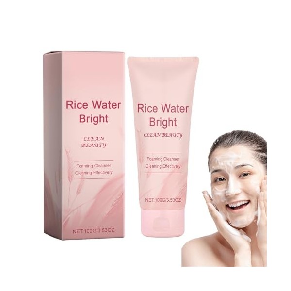 Nettoyant Moussant de riz, Nettoyant Visage Naturel au Riz, Pour Un Nettoyage En Profondeur, Nettoyant Hydratant Pour Le Visa