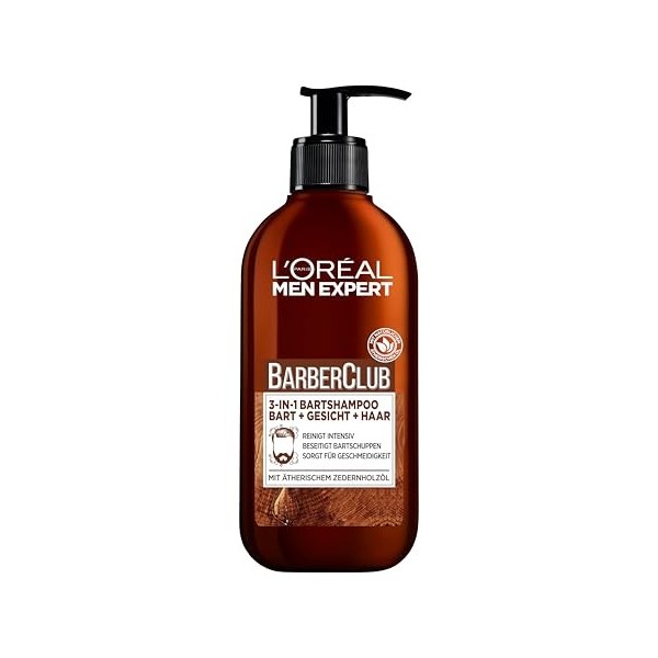 LOréal Men Expert Shampooing à barbe 3 en 1 XXL pour homme, savon à barbe pour barbe, visage et cheveux, soin de la barbe co