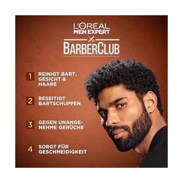 LOréal Men Expert Shampooing à barbe 3 en 1 XXL pour homme, savon à barbe pour barbe, visage et cheveux, soin de la barbe co