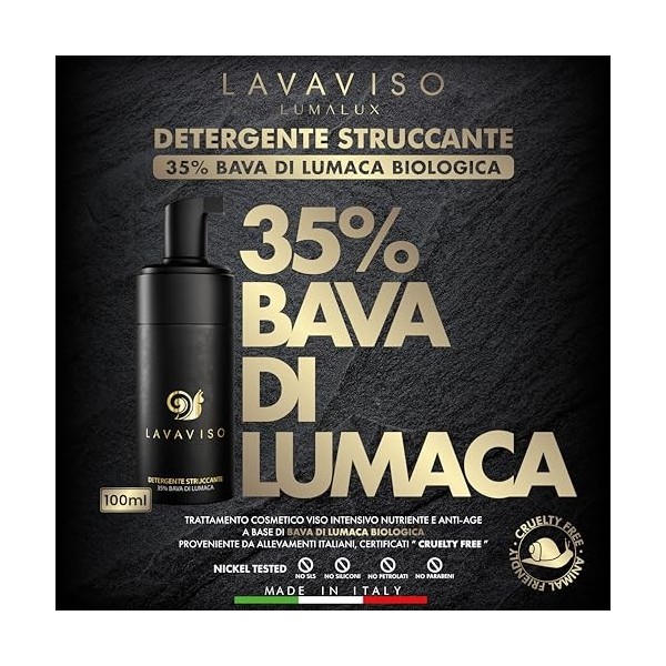 Lumalux Face Cleanser, mousse nettoyante visage à la bave descargot bio, aloe vera, Sodium PCA, ortie, vigne rouge, mauve et