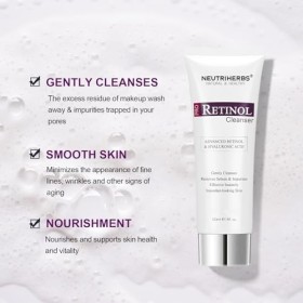 Neutriherbs PRO Retinol Face Wash, Daily Facial Cleanser for Anti-Aging, Nourishing, & Moisturizing with Amino Acid Foam, Hya