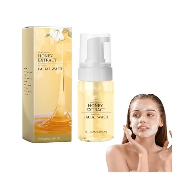 Nettoyant pour le Visage, Mousse de Miel, Nettoyant Doux pour le Visage à lmiel, Nettoie en Douceur et Apaise les Peaux Irri