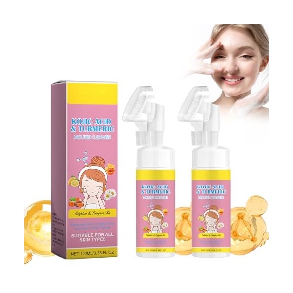 Acide Kojique Et Curcuma Nettoyant Moussant Nettoyant Facial Au Curcuma Mousse Nettoyante Pour Le Visage Au Curcuma Pour Exfo