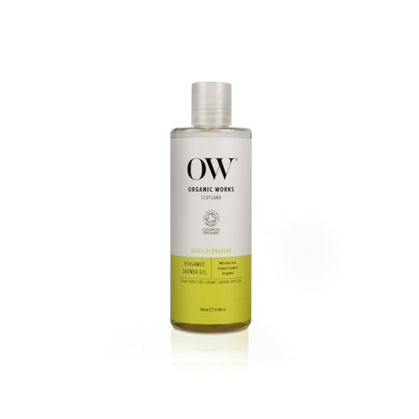Organic Works Daily Hydration Shower Gel - Exfoliating Body Wash with Bergamot, Sweet Orange Essential Oils - Cruelty-Free - 