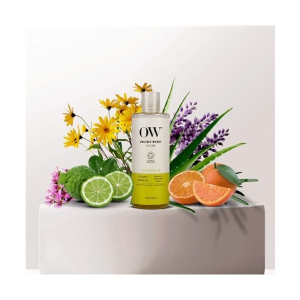 Organic Works Daily Hydration Shower Gel - Exfoliating Body Wash with Bergamot, Sweet Orange Essential Oils - Cruelty-Free - 