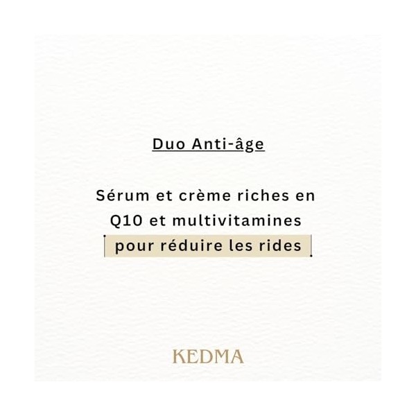 Kedma - Set Précieux Platine avec Sérum et Crème - Anti-Âge et Raffermissant - Q10 et Multivitamines - 50g + 30g