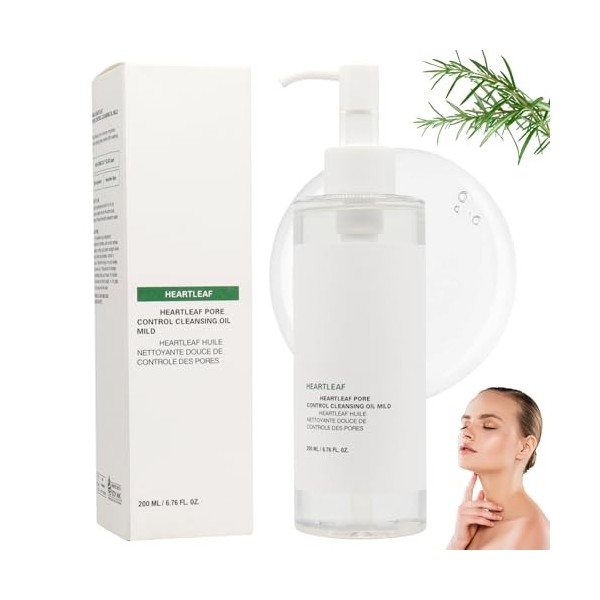 Heartleaf Pore Control Oil, huile de nettoyage des pores Heartleaf, nettoyant visage pour peaux sensibles, élimination des po