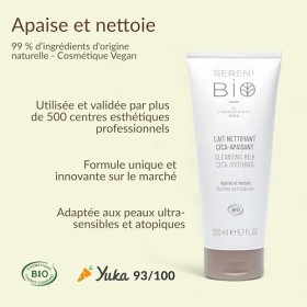 SéréniBio Lait Nettoyant Centella Asiatica - Soin Professionnel Certifié Bio Végan et Équitable - Apaise et Nettoie - Lait Ne