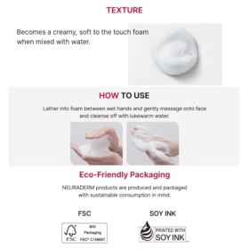 NEURADERM Nettoyant apaisant, moussant doux et crémeux au pH doux pour rafraîchir, apaiser, hydrater et purifier les points b