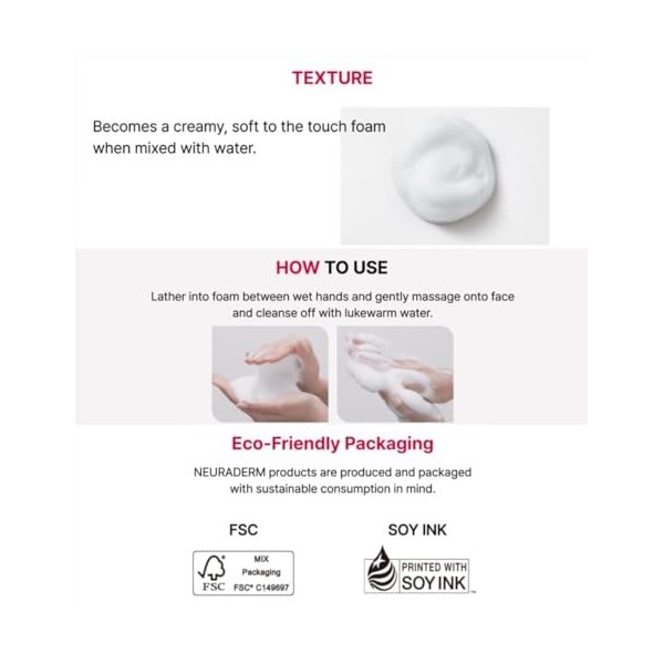 NEURADERM Nettoyant apaisant, moussant doux et crémeux au pH doux pour rafraîchir, apaiser, hydrater et purifier les points b