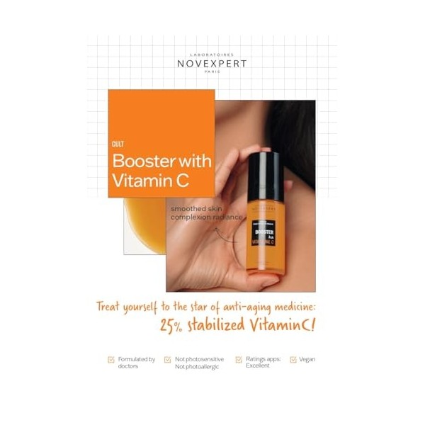 Vitamin C Essentials Set by Novexpert for Women - 2 Pc 1oz Boster with Vitamin C, 1.35oz Express Radiant Cleansing Foam