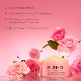 Elemis Baume Nettoyant Pro-Collagène Rose, Nettoyant Fondant 3-en-1 le Visage, Nettoyant en Profondeur le Visage, Infusé dHu