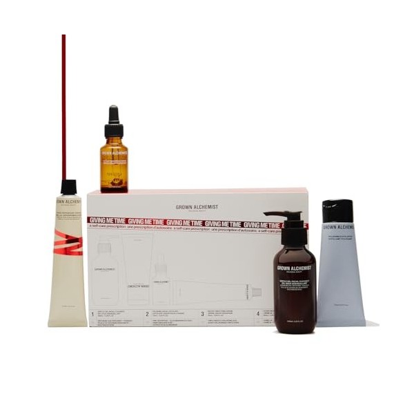 Grown Alchemist Giving Me Time, Ensemble Cadeau - 100ml Nettoyant Doux en Gel pour le Visage, 75ml Exfoliant Polissant, 25ml 