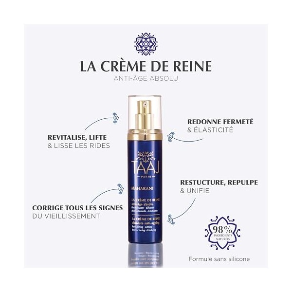 TAAJ | La Crème de Reine - MAHARANI | Actifs Anti-Âge puissants | Revitalisée & Repulpée, la peau est visiblement plus jeune 