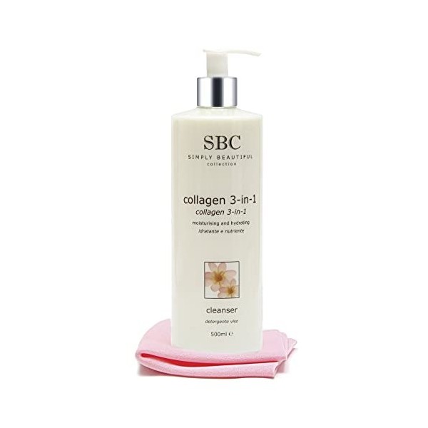 SBC Skincare - Kit Exfoliant visage au Collagène Marin et lingette visage - 500 ml - Aide à éliminer les impuretés et adoucit