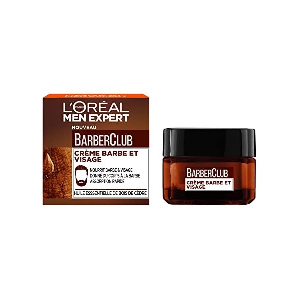 LOréal Men Expert BarberClub- Crème Nourrissante pour Barbe & Visage - Texture Légère & Non Grasse - Absorption Rapide - À l