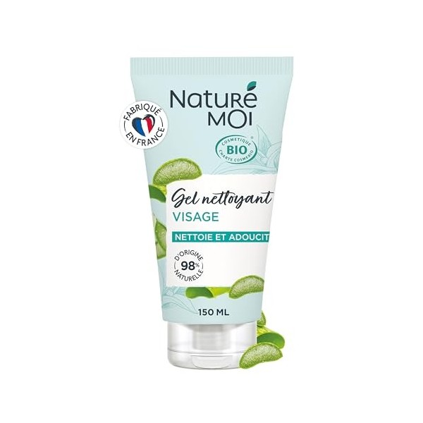 Naturé Moi - Gel nettoyant visage - Nettoyant visage Fraîcheur - Soin visage à lAloe Vera Bio - 98% dOrigine Naturelle - 15