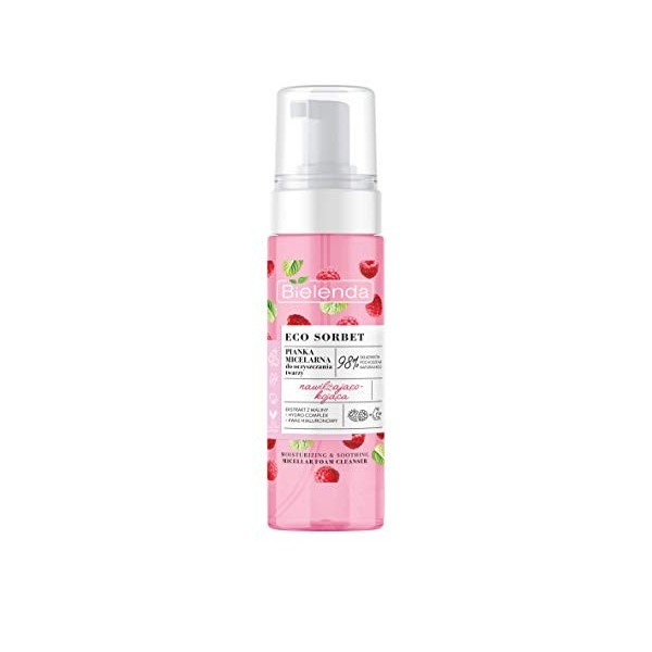 Bielenda Eco Sorbet Mousse nettoyante micellaire Framboise - Hydratante et apaisante - 150 ml